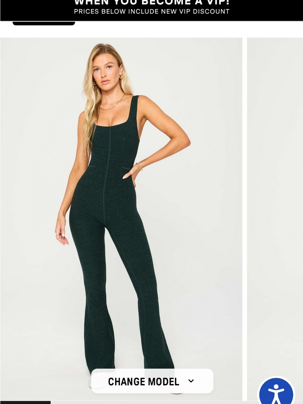 Fabletics Flare Jumpsuit Everpine Heather – Large